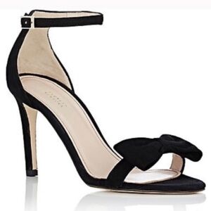 Barneys NY | Camoscio | Black Suede Bow Sandal Heels Classic Coquette Soft Girl
